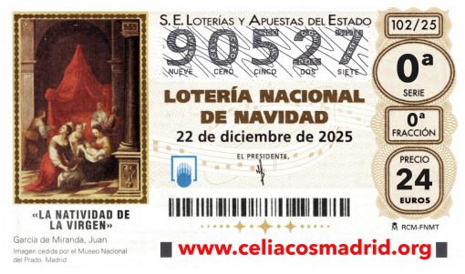 ¡Lotería de Navidad 2025 nº 90527!