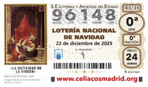 ¡Lotería de Navidad 2025 nº 96148!